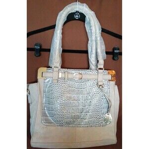 Large Satchel, in a soft taupe, grey Crocodile And Boss Double Handle Crossbody